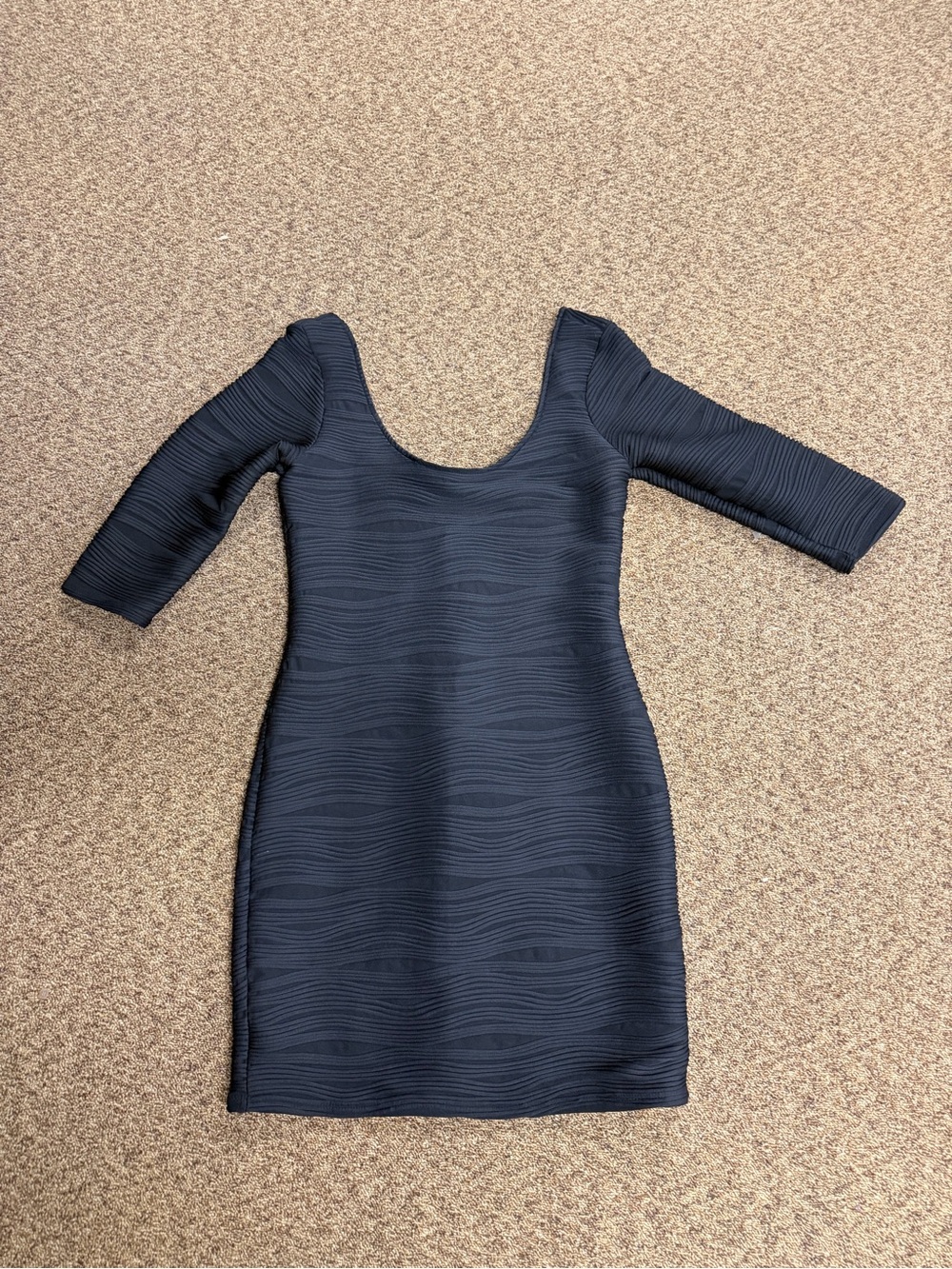 Arden B Black Wave-Textured Scoop Mini Dress